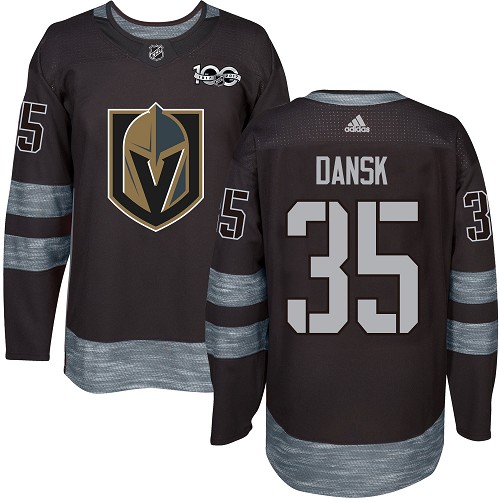 Adidas Golden Knights #35 Oscar Dansk Black 1917-100th Anniversary Stitched NHL Jersey - Click Image to Close